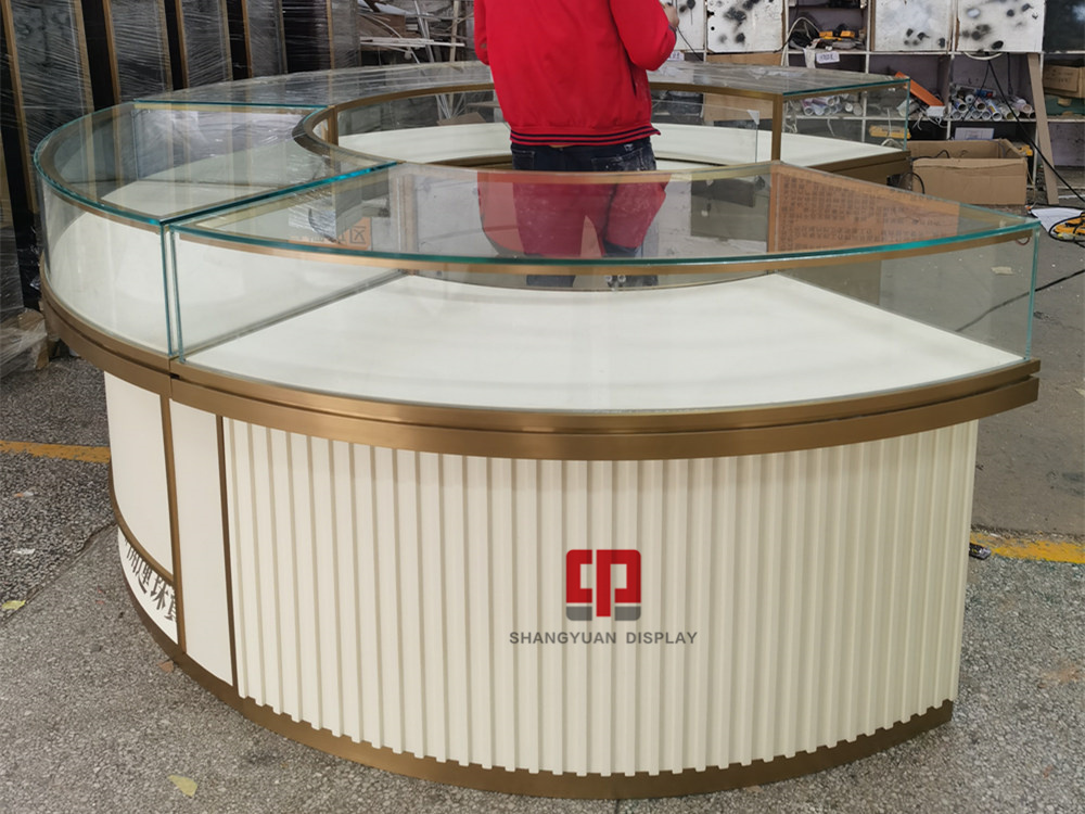 Custom Gold Jewelry Shop Display Cabinets for Retailers
