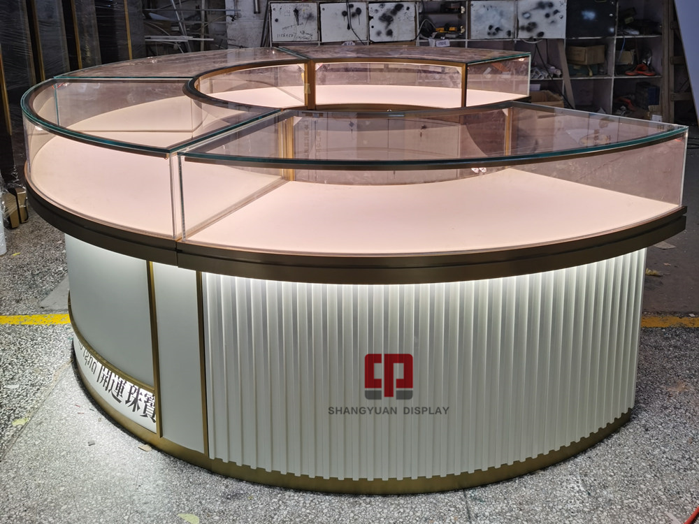 Custom Gold Jewelry Shop Display Cabinets for Retailers