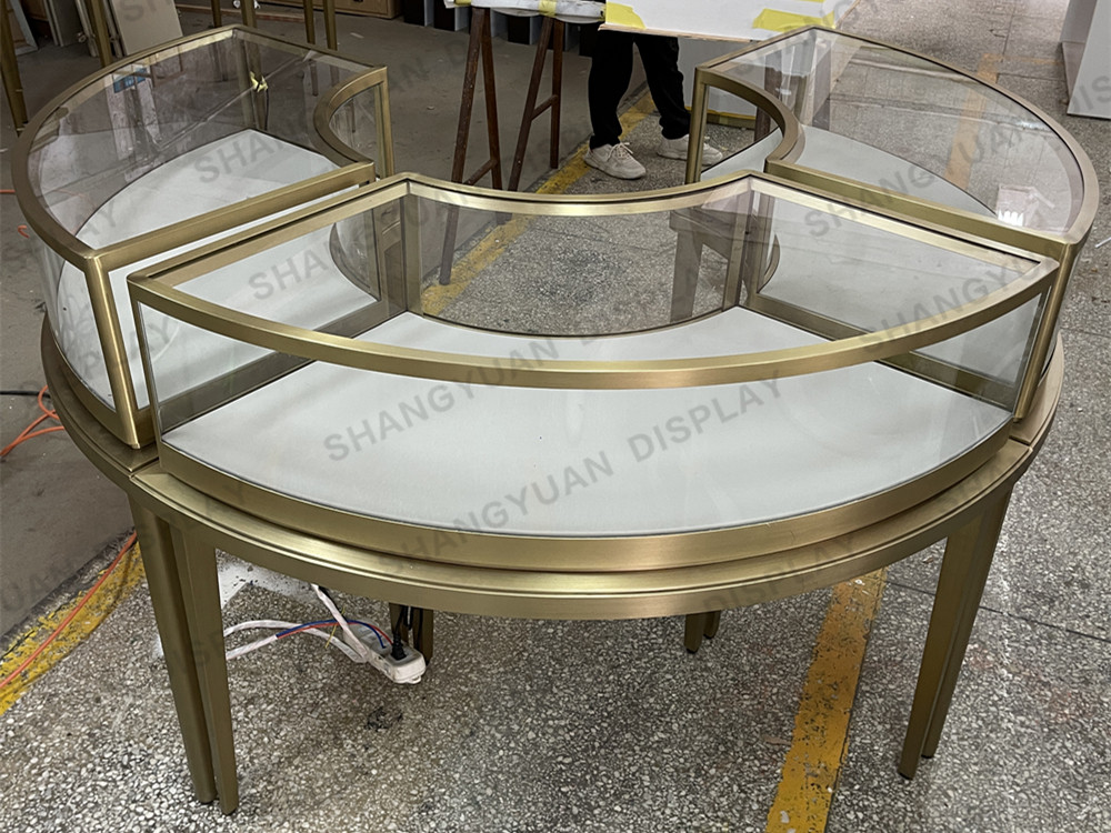 Curved Metal Jewelry Showcase
