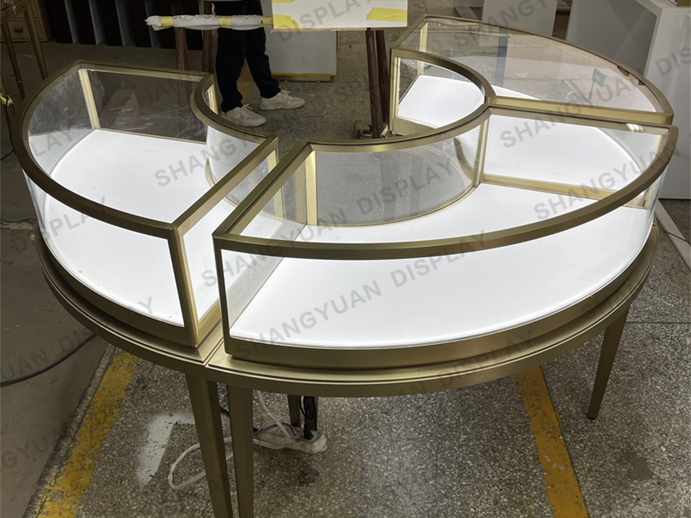 Curved Metal Jewelry Showcase