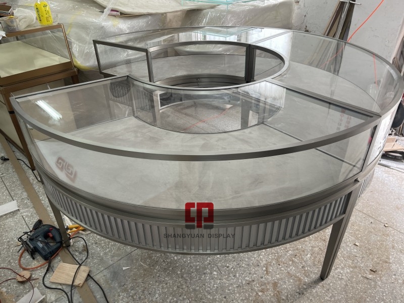 Round Stainless Steel Jewelry Showcase
