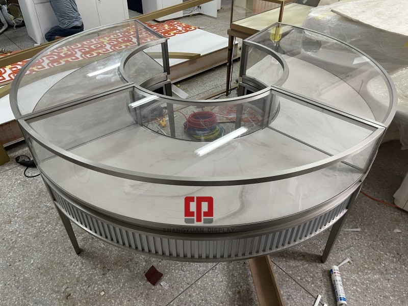Round Stainless Steel Jewelry Showcase