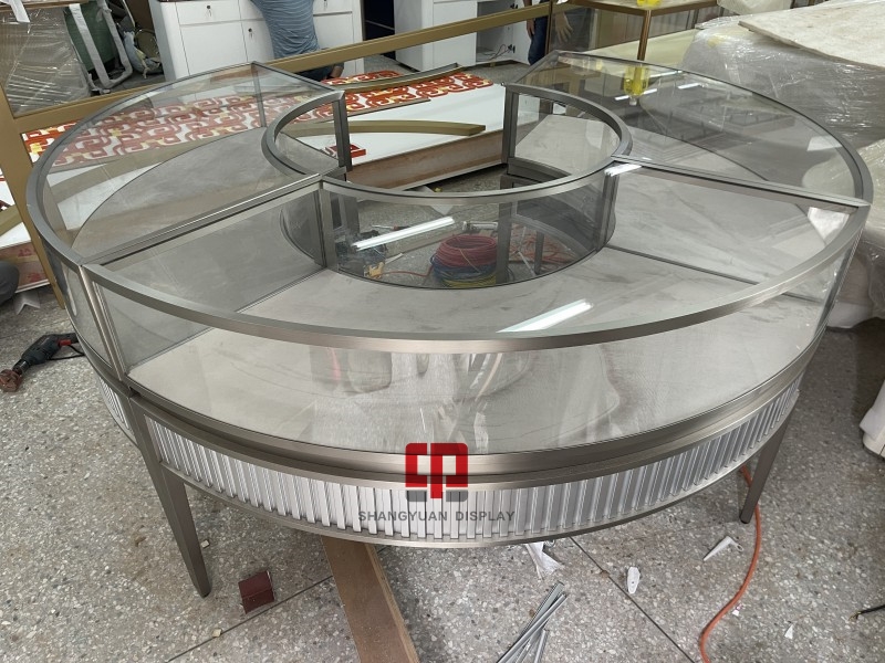 We Make Round Stainless Steel Jewelry Display Cabinets For Hong Kong Completed