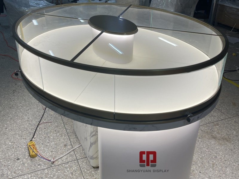 Round Marble Jewelry Display Showcase