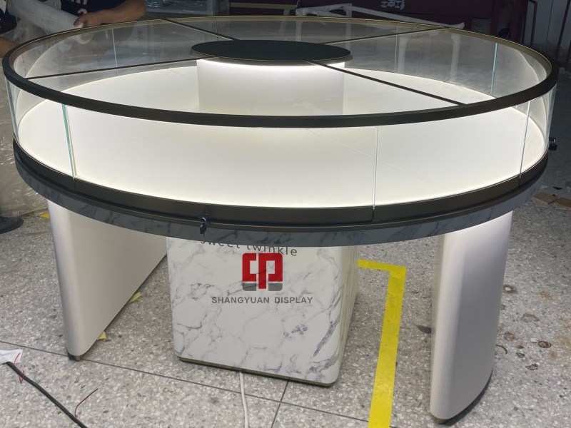 Round Marble Jewelry Display Showcase