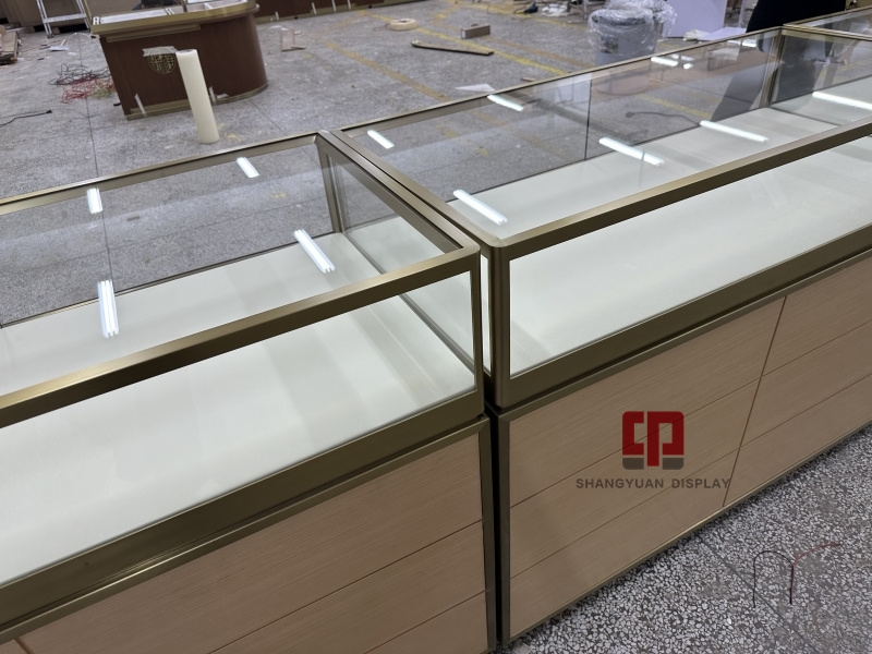 Wood Grain Jewelry Display Cabinet