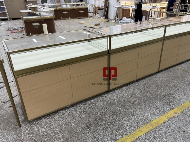 Wood Grain Jewelry Display Cabinet