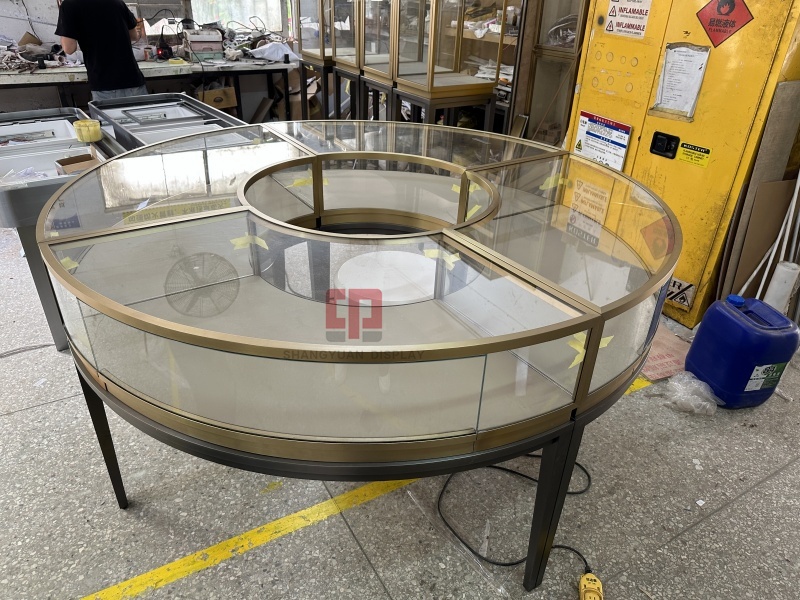 Luxury Round Jewelry Showcase Display Cabinet