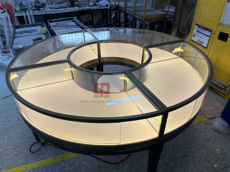 Luxury Round Jewelry Showcase Display Cabinet