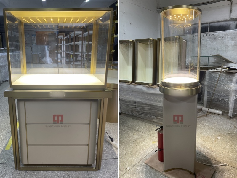 Our Customized Luxury Metal Jewelry Display High Cabinet For Vietnam Has Been Completed