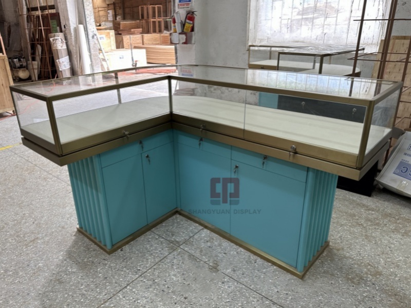 Arc Curved Glass Jewelry Display Cabinet