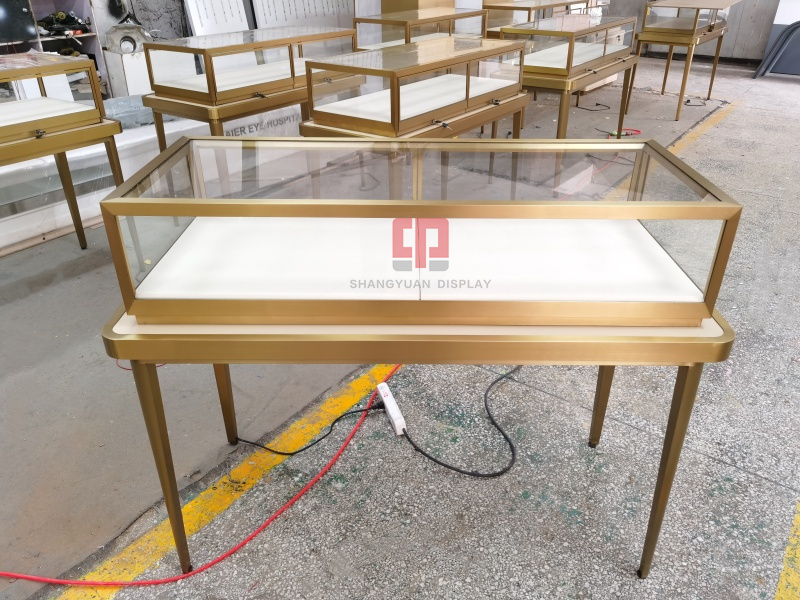 Metal Stainless Steel Frame Jewelry Display Cabinet