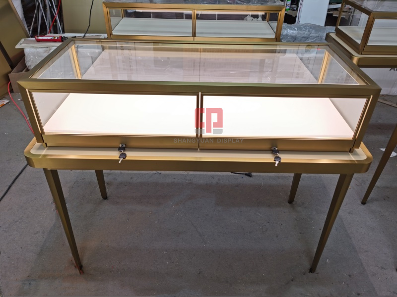 Metal Stainless Steel Frame Jewelry Display Cabinet