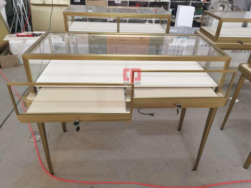 Metal Stainless Steel Frame Jewelry Display Cabinet