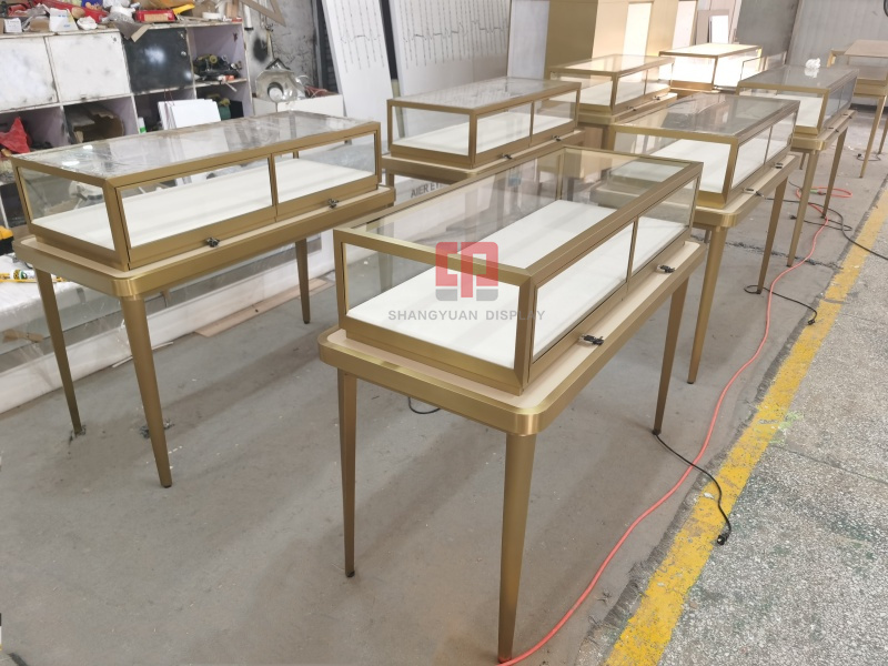 Metal Stainless Steel Frame Jewelry Display Cabinet