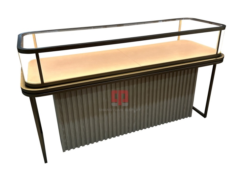 Curved Glass Water Ripple Shape Jewelry Display Cabinet