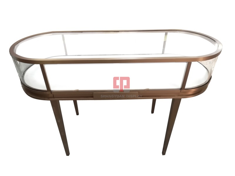 Curved Glass Metal Jewelry Display Counter