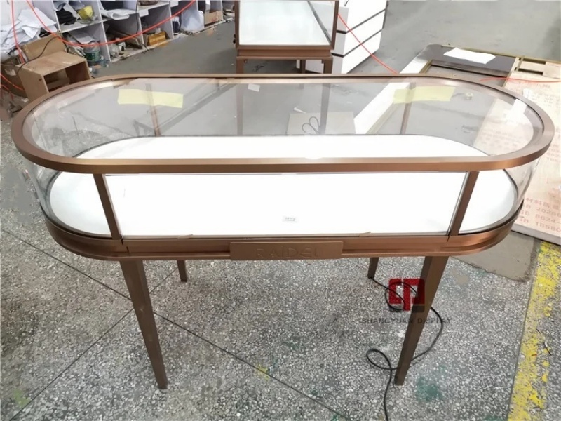 Curved Glass Metal Jewelry Display Counter