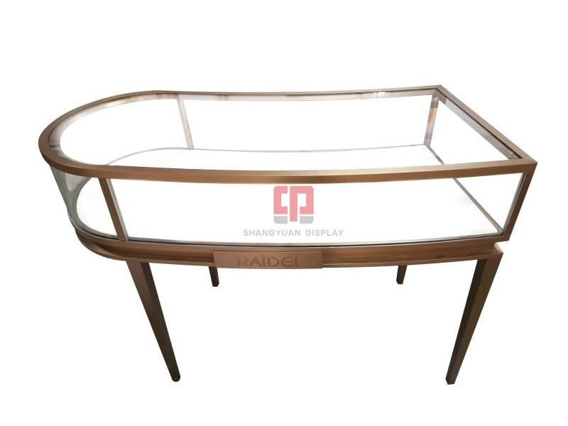 Curved Glass Metal Jewelry Display Counter