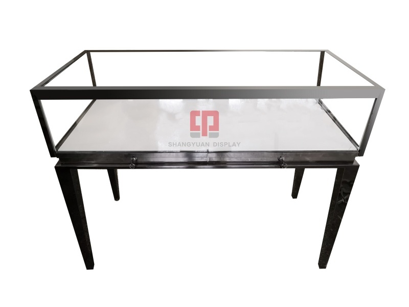 Black Metal Stainless Steel Flat Showcase