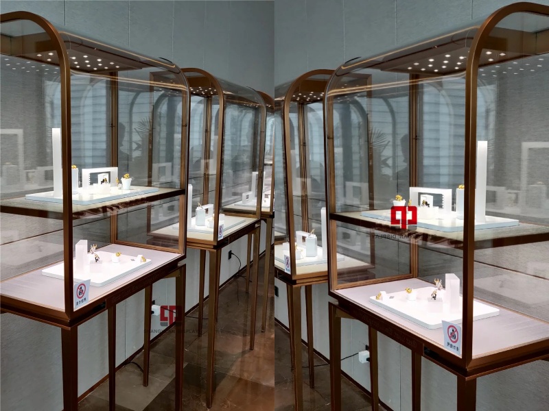 Curved Glass Metal Stainless Steel Tall  Cabinet