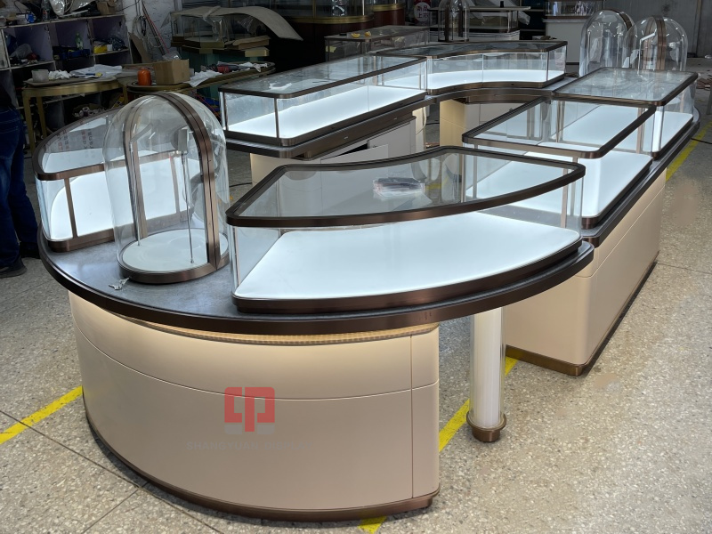 Luxury Metal Stainless Steel Jewelry Display Cabinet