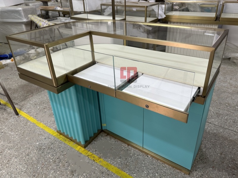 Arc Glass Metal Jewelry Display Cabinet