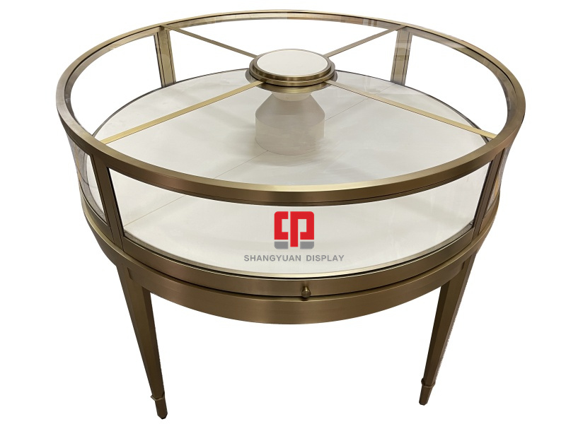 Round Metal Stainless Steel Display Cabinet