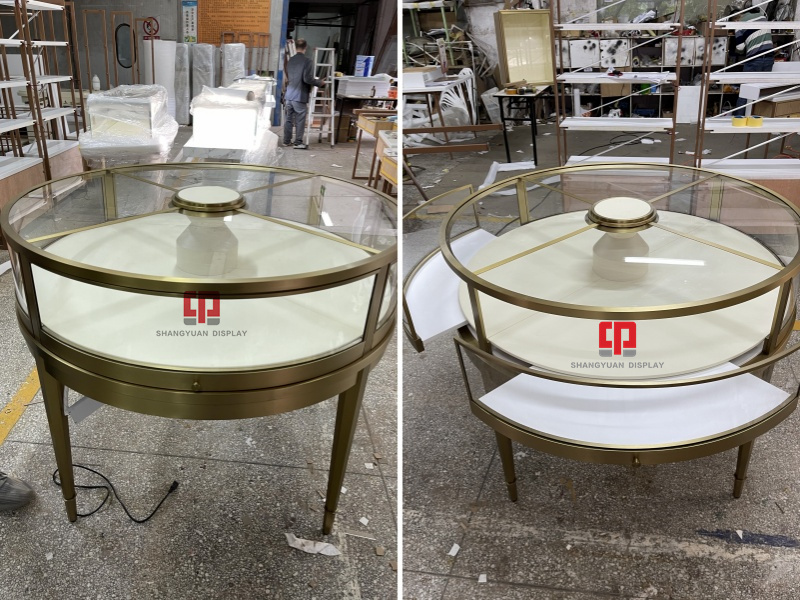 Round Metal Stainless Steel Display Cabinet