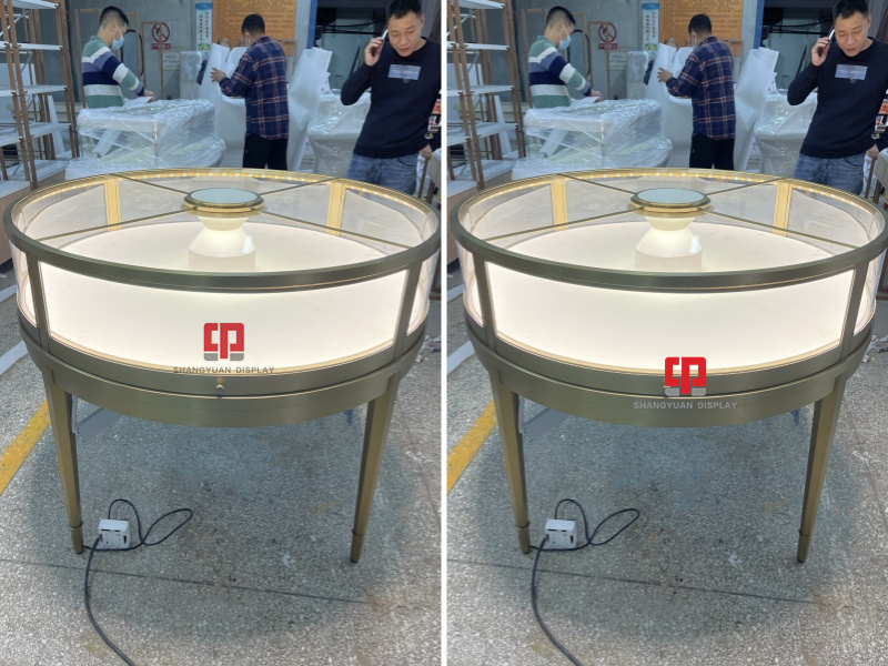White Painted Metal Arc Glass Display Counter