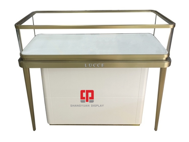 Luxury Gold Stainless Steel Jewelry Display Counter To Philippines Has Been Shipped