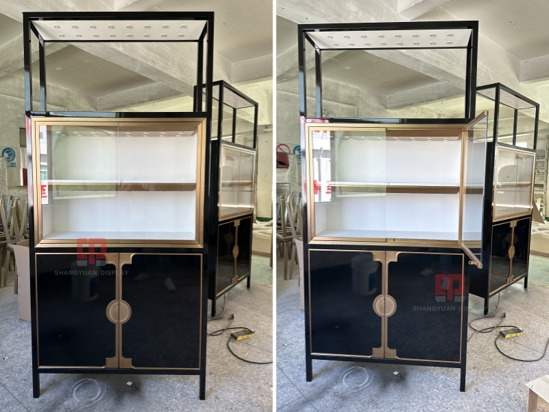 Black Lacquered Jewelry Display Cabinets