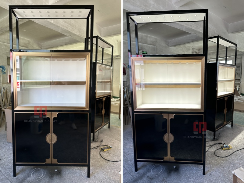 Black Lacquered Jewelry Display Cabinets