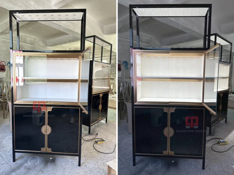 Black Lacquered Jewelry Display Cabinets