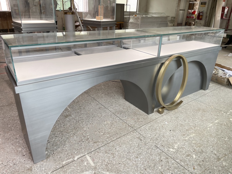 Customized Brushed Stainless Steel Jewelry Showcase