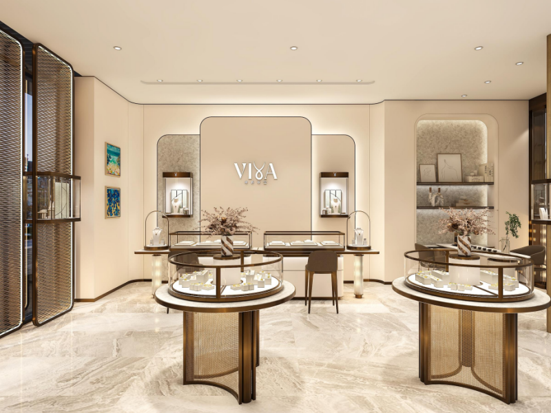 Luxurious Jewelry Display Cabinet Designed And Produced For Laos Jewelry Store