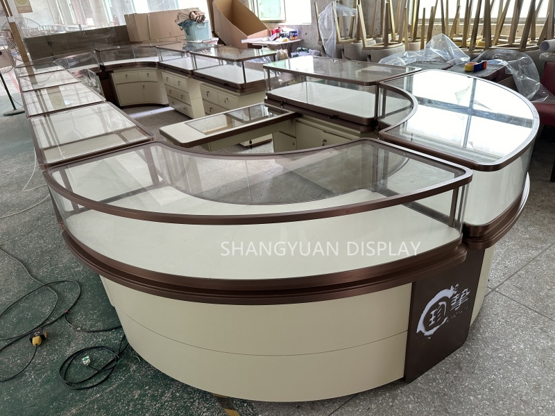 Off-White Lacquered Jewelry Showcase Display Sets