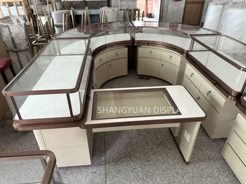 Off-White Lacquered Jewelry Showcase Display Sets