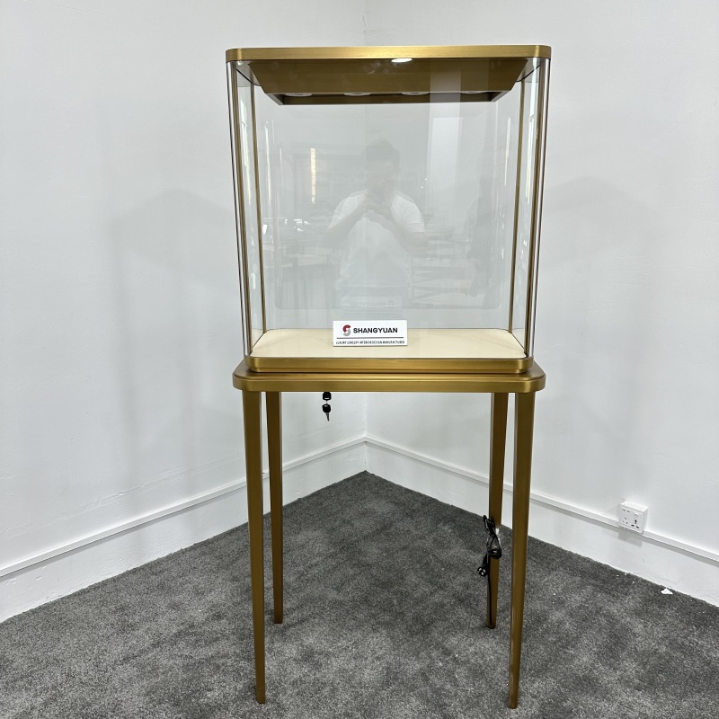 Luxury Custom Glass Tall Jewelry Display Showcase