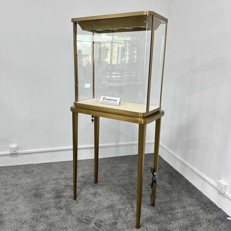 Luxury Custom Glass Tall Jewelry Display Showcase