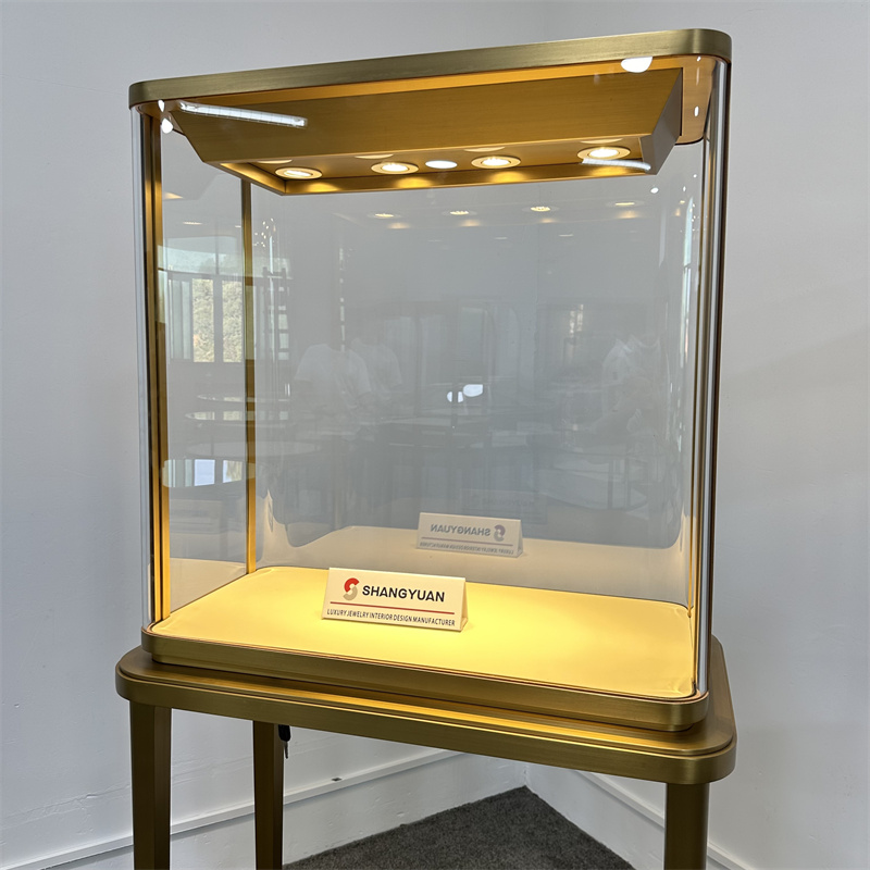 Luxury Custom Glass Tall Jewelry Display Showcase