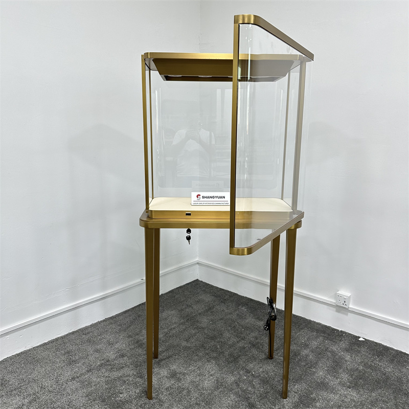 Luxury Custom Glass Tall Jewelry Display Showcase
