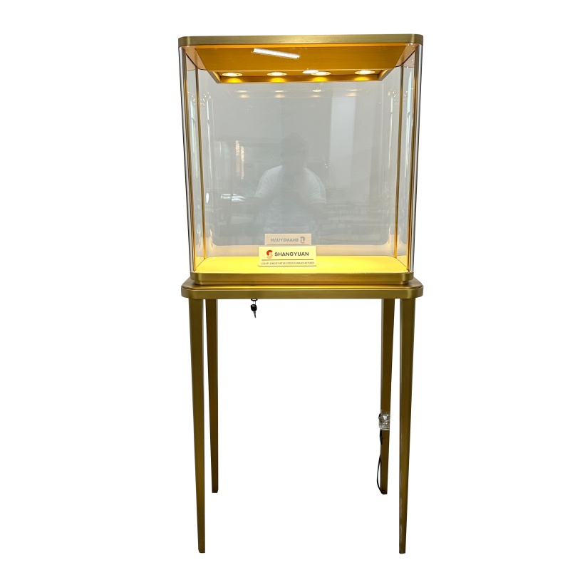 Luxury Custom Glass Tall Jewelry Display Showcase
