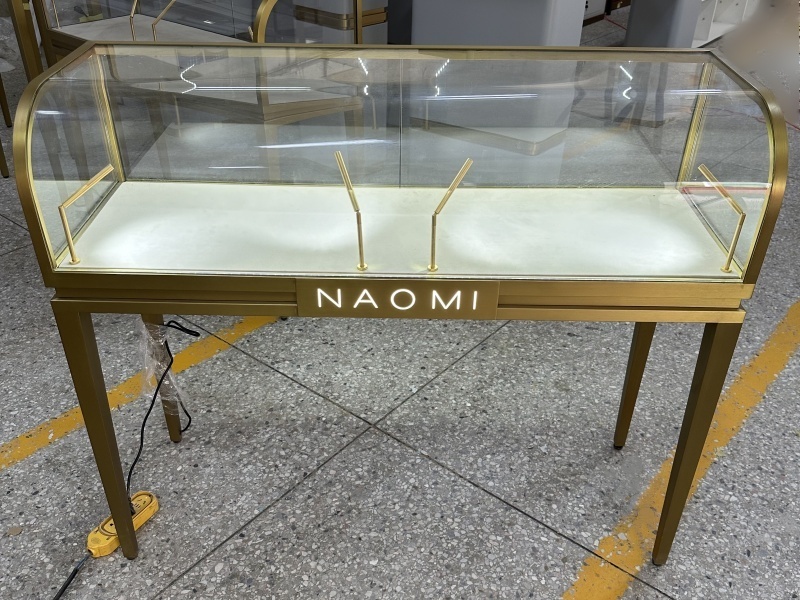Fashionable Curved Glass Jewelry Showcase Successfully Delivered to NAOMI Jewelry Store in Philippines