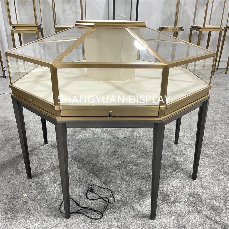 Unique Octagonal Design Jewelry Showcase Tables