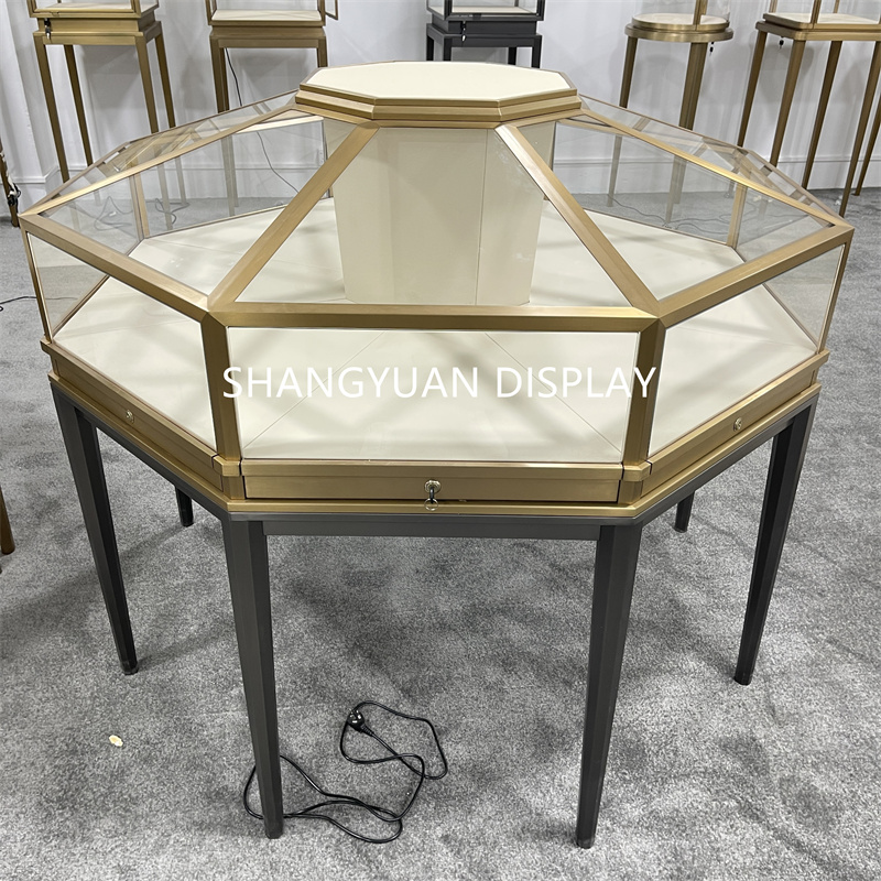 Unique Octagonal Design Jewelry Showcase Tables
