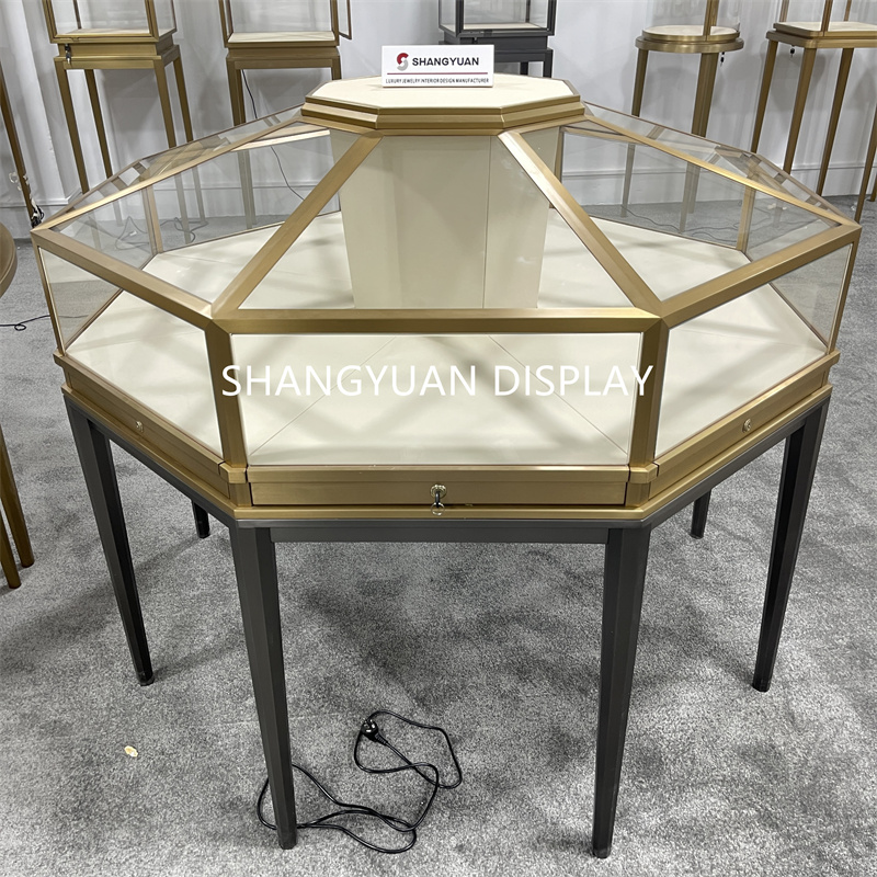 Unique Octagonal Design Jewelry Showcase Tables