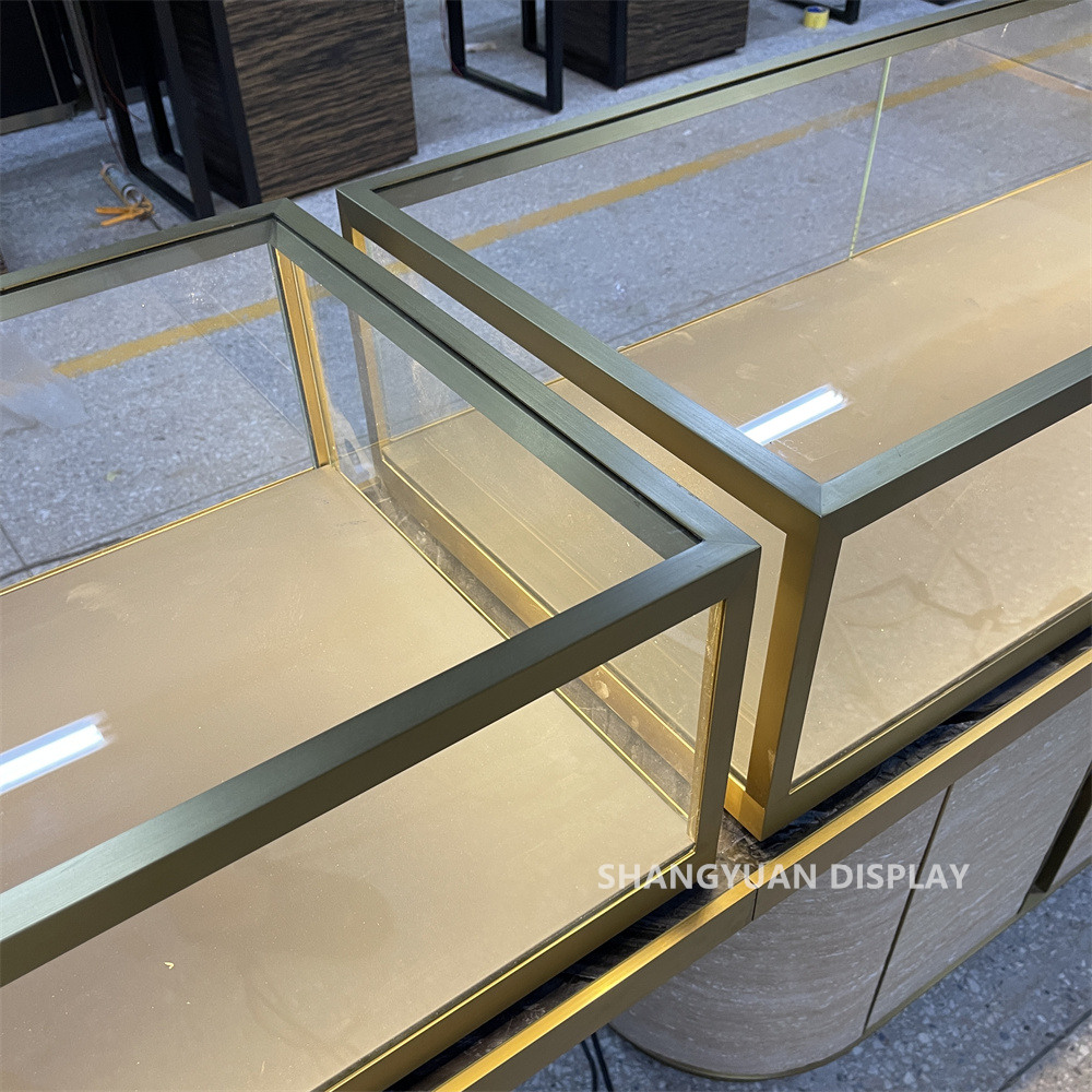 Luxury Jewelry Display Showcase With Imitation Stone Texture
