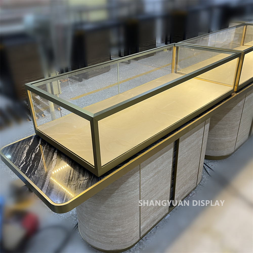Luxury Jewelry Display Showcase With Imitation Stone Texture