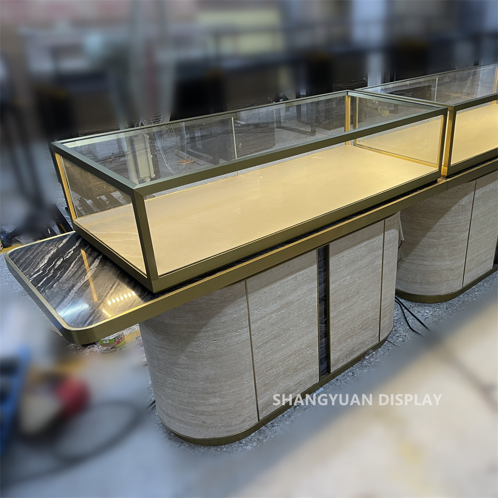 Luxury Jewelry Display Showcase With Imitation Stone Texture